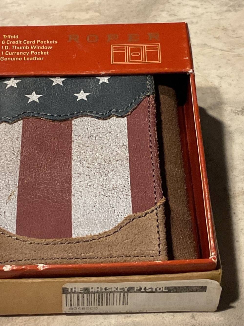 Roper Leather Trifold Wallet Stars and Stripes New